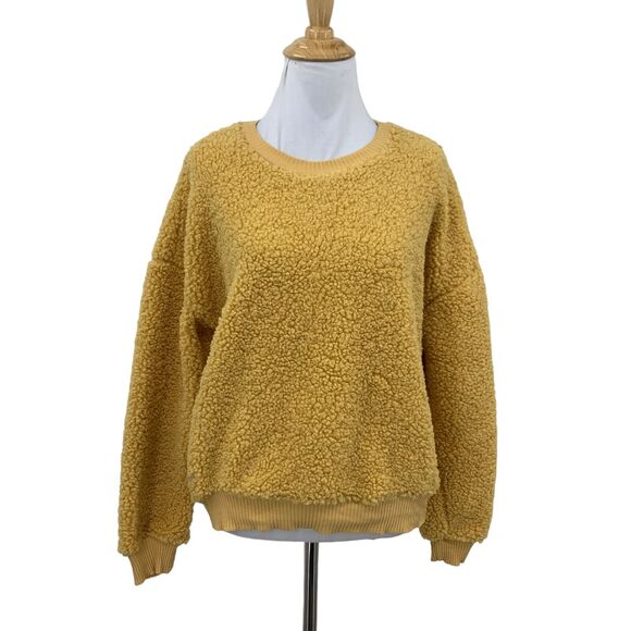 Sky and Sparrow Woobie Sweatshirt Womens M Medium Cheddar Soft Fuzzy Pullover - Picture 2 of 13